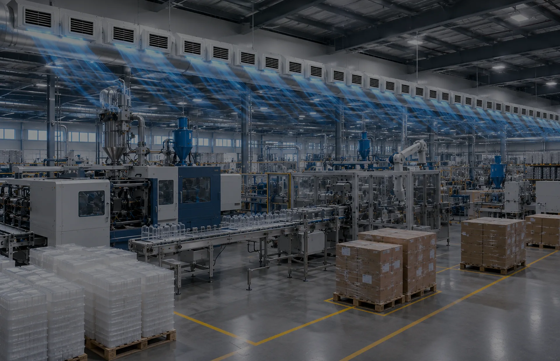Textile plant with cooling units